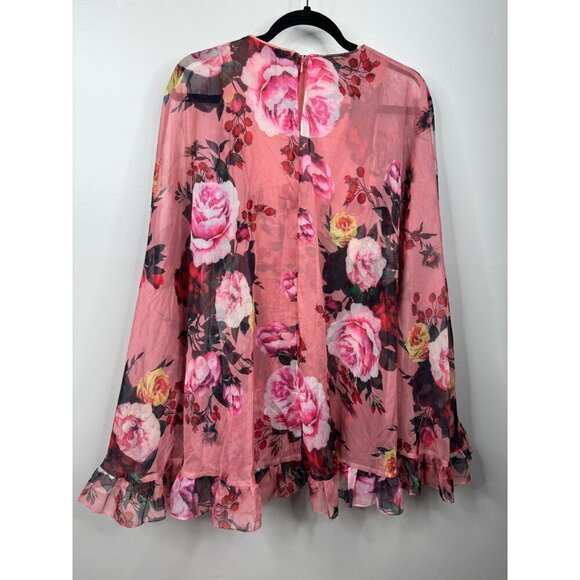 Mac Duggal 55404 Rose Floral Cape Mini Dress Chiffon Size 0 New - Picture 5 of 5